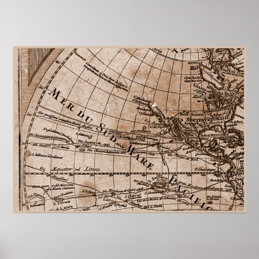 Poster 9 Panneau Sepia Version de L'Isle Monde Carte Cadr (Devant)
