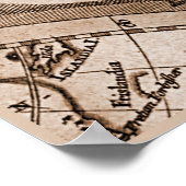 Poster 9 Panneau Sepia Version de L'Isle Monde Carte Cadr (Coin)