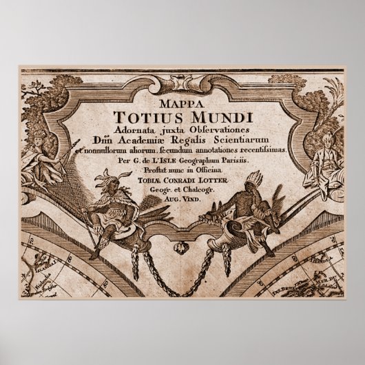 Poster 9 Panneau Sepia Version de L'Isle Monde Carte Cadr (Devant)