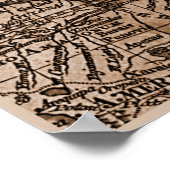 Poster 9 Panneau Sepia Version de L'Isle World Map Frame  (Coin)