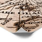 Poster 9 Panneau Sepia Version de L'Isle World Map Frame  (Coin)