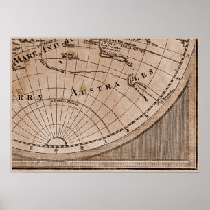 Poster 9 Panneau Sepia Version de L'Isle World Map Frame 