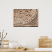 Poster 9 Panneau Sepia Version de L'Isle World Map Frame (Cuisine)
