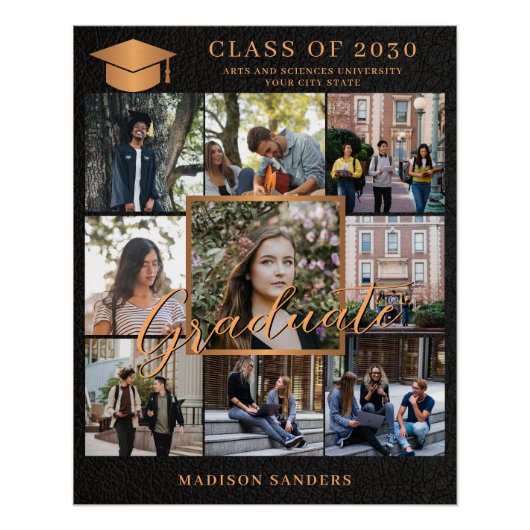 Poster 9 photo collage modèle diplômé (Devant)