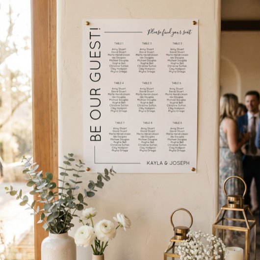 Poster 9 table Minimaliste Mariage modèle