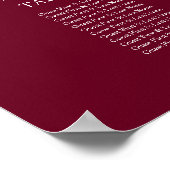 Poster 9 Tables Chart de mariage Burgundy Marsala (Coin)
