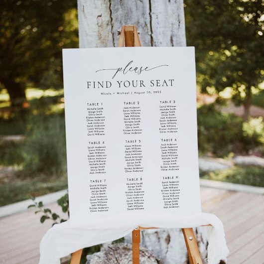 Poster 9 Tables Trouvez Votre Place Plan de Table