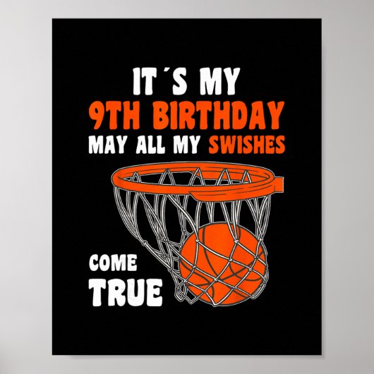 Poster 9 Year Old Happy 9th Birthday Sketll 9th Birthday  (Devant)