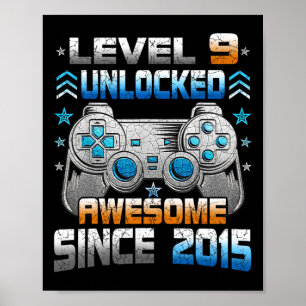 Poster 9e 9 ans Anniversaire Enfants Garçon Gamer 9 ans N