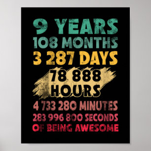 Poster 9e anniversaire 9 ans d'être génial