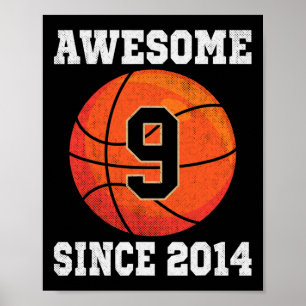 Poster 9e anniversaire Basketball Lover 9 ans Vintage