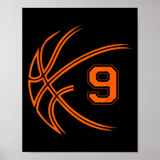 Poster 9e anniversaire Basketball Nine 9 ans Garçons Enfa