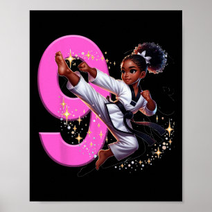 Poster 9e anniversaire Black Girl Martial Arts Party Taek