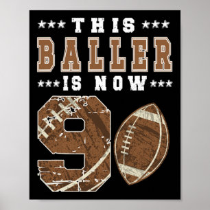 Poster 9e Anniversaire Football Garçon Neuf Anniversaire