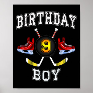Poster 9e anniversaire garçon - Hockey sur glace enfant d