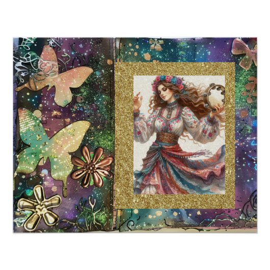 Poster *~* A100 Boho Gypsy Danseuse Tambourine (Devant)