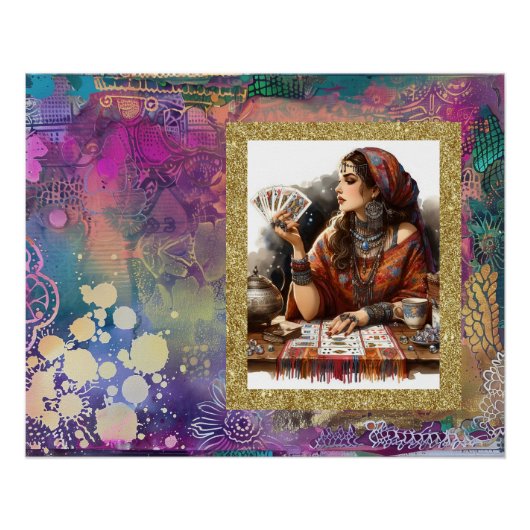 Poster *~* A100. Lecteur de carte psychique Boho Gypsy Wo (Devant)