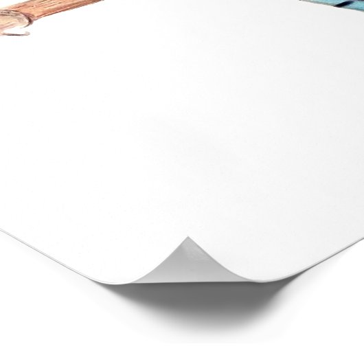 Poster A3 Beau dessin au crayon bleu Jay (Coin)