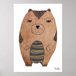 Poster A3 Illustration d'art moderne Brown pour enfants