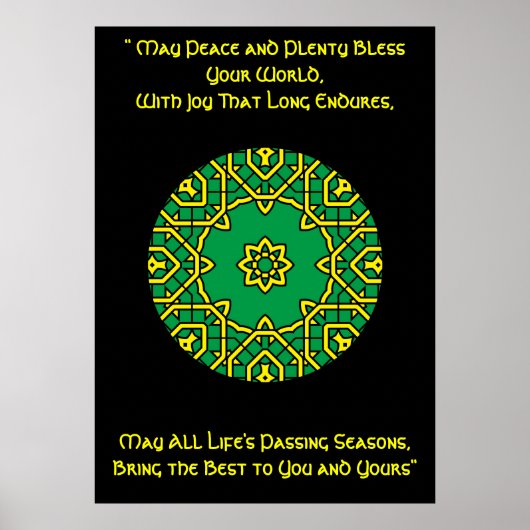 Poster A42 Celtic Kaleidoscopic Mandala - Irish Blessing. (Devant)