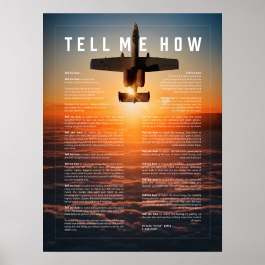 Poster A-10 avec Tell Me How ode aux pilotes militaires (Devant)