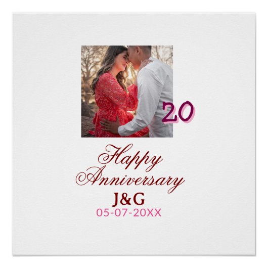 Poster À 20 ans d'amour joyeux anniversaire ajouter une p (Devant)