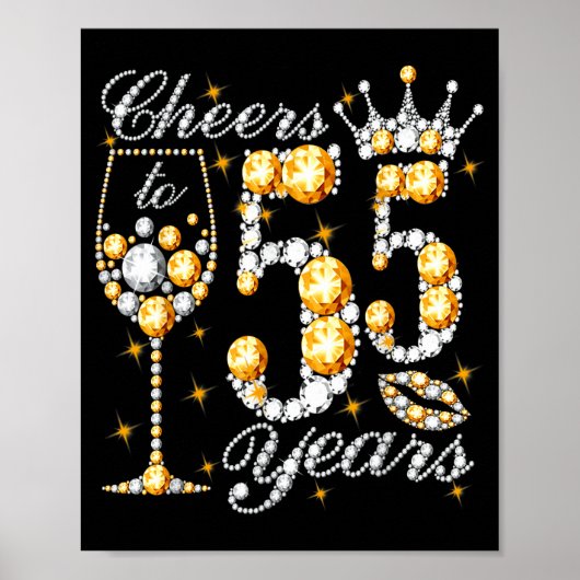 Poster À 55 ans, joyeux 55e anniversaire reine (Devant)