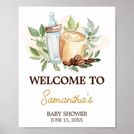 Poster A Baby is Brewing Coffee Welcome Sign (Devant)