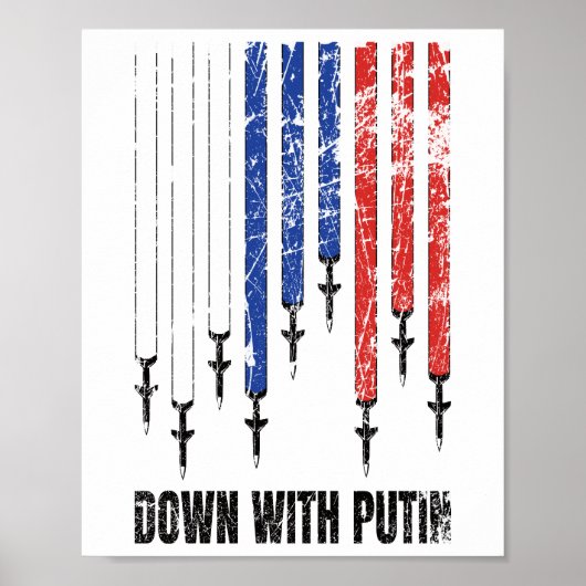 Poster A bas Poutine contre la paix Ukraine (Devant)