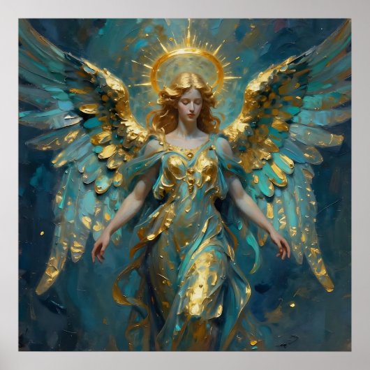 Poster A Beautiful Gold and Turquoise Angel  (Devant)