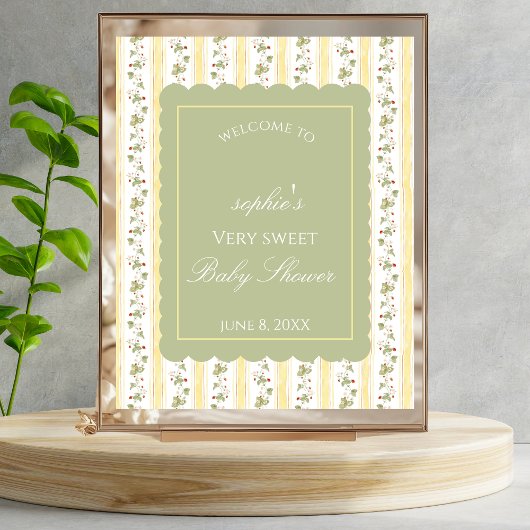 Poster A berry sweet baby is on the way Welcome Sign