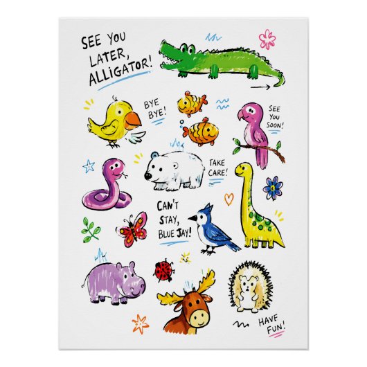 Poster À bientôt alligator – Pun de séparation d'animaux (Devant)