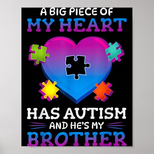 Poster A Big Ece Of My Heart Has Autism My Brother Gift  (Devant)