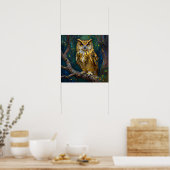 Poster A Blue and Gold Majestic Owl   (Cuisine)