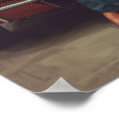 Poster A bold retro pin-up illustration featuring a greas (Coin)