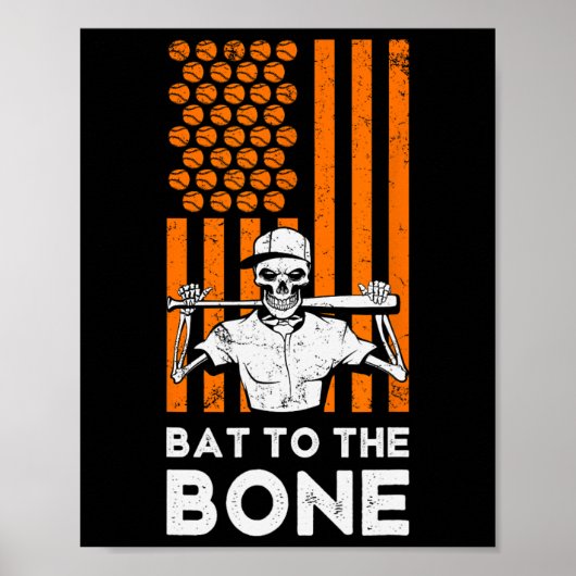 Poster À Bone Halloween Baseball Skeleton Baseball B (Devant)