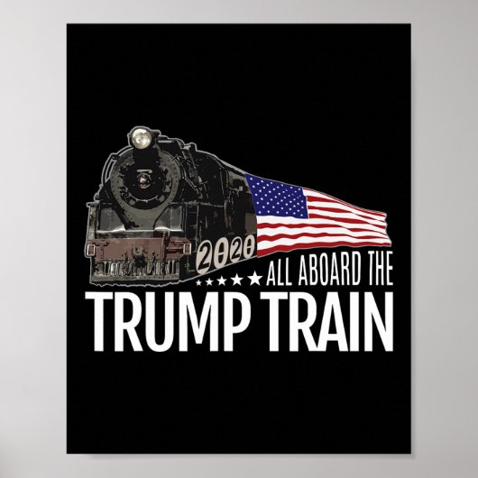 Poster À bord du Trump Train 2020 - Réélection du drapeau (Devant)
