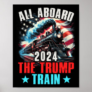 Poster À Bord Du Trump Train 2024 Trump 2024 États-Unis A
