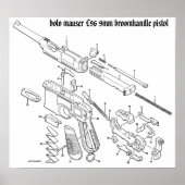 Poster à broomhandle Mauser C96 9mm (Devant)