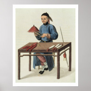 Poster A Cap Maker, plate 51 from 'The Costume of China'