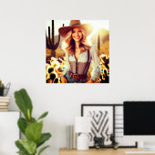 Poster A Cowgirl in the Desert Pinup Wall (Bureau à domicile)