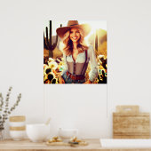 Poster A Cowgirl in the Desert Pinup Wall (Cuisine)