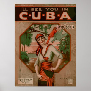 Poster A Cuba, couverture de partitions rétro