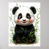 Poster A cute panda with rosy cheeks sits happily (Devant)
