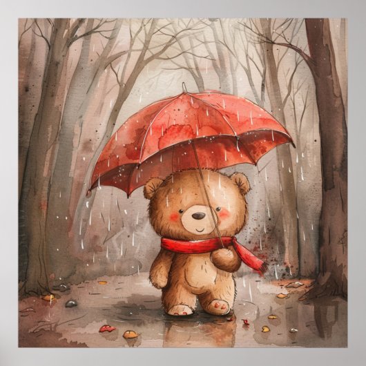 Poster A Cute Teddy Bear in The Rain (Devant)