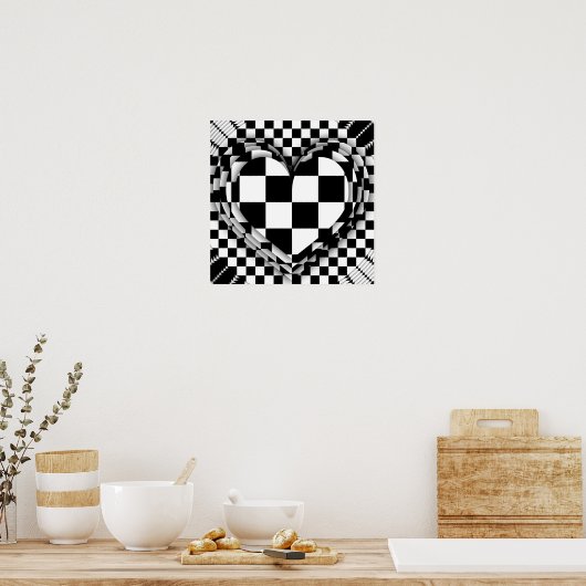 Poster à damiers coeur (Cuisine)