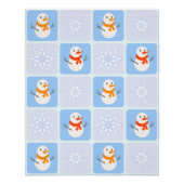 Poster À damiers hiver bonhomme de neige motif et flocons (Devant)