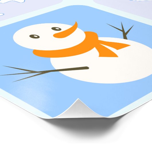 Poster À damiers hiver bonhomme de neige motif et flocons (Coin)