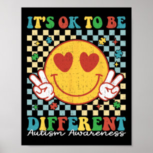 Poster à damiers Il Est Bon D'Être Différents Autistes