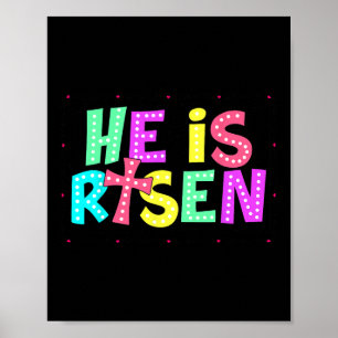 Poster à damiers Il Est Ressuscité Jésus Christian Easter